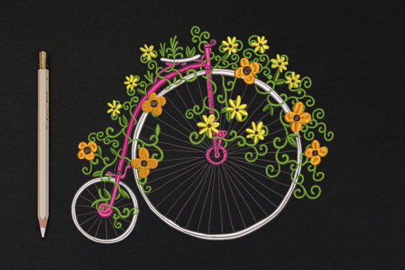 Bicycle Floral: A Charming Embroidery Design