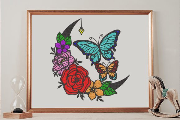 Butterfly Floral Moon: A Versatile Boho Embroidery Design