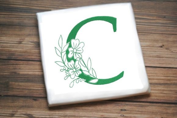 C Floral Monogram: A Delicate Embroidery Design