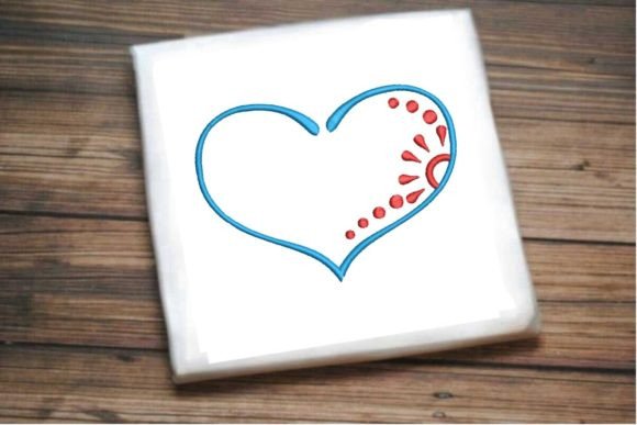 Charming Cute Blue Heart with Red Floral Accent
