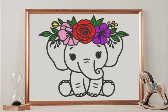 Charming Elephant with Floral Crown Design