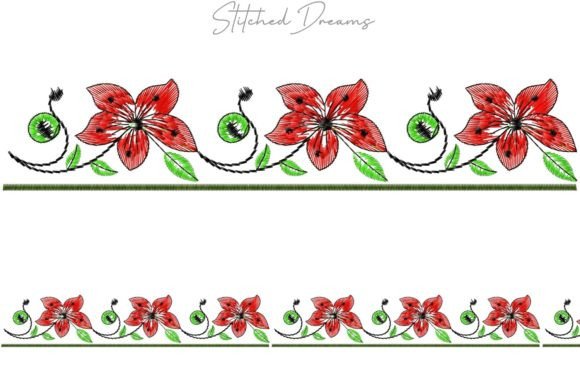 Charming Floral Motif Embroidery Borders
