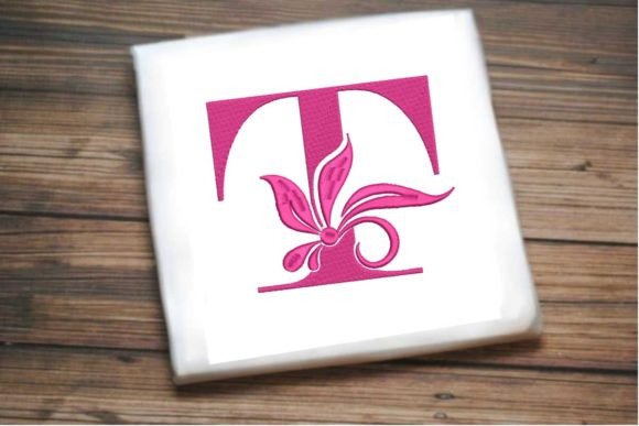 Elegant Floral Alphabet Letter T for Apparel