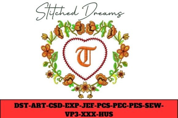 Elegant Floral Heart Letter T for Branding