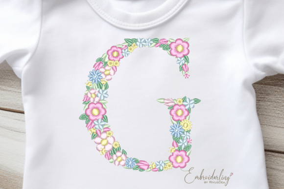 Elegant Floral Letter G for Embroidery