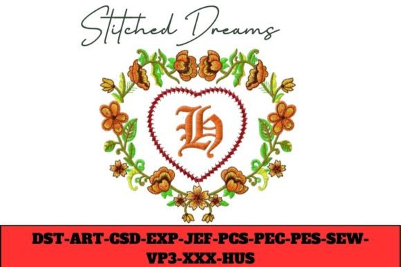Floral Heart Letter H: A Festive Embroidery Gem