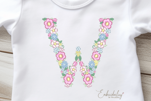 Floral Letter W Embroidery: A Touch of Elegance