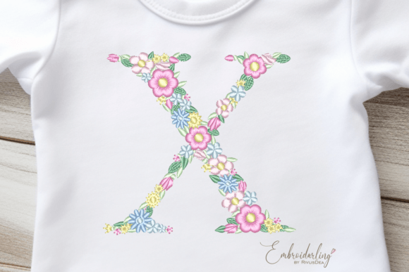 Floral Letter X for Elegant Embroidery Projects