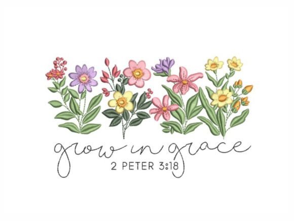 Grow in Grace: A Delicate Floral Embroidery Design