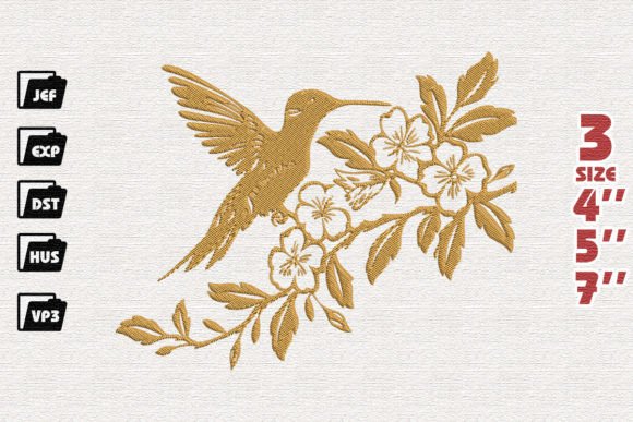 Hummingbird Floral Embroidery: A Burst of Nature's Beauty